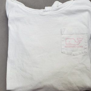Vineyard Vines 100% Cotton long sleeve hoodie t-shirt  White/Pink  Size L